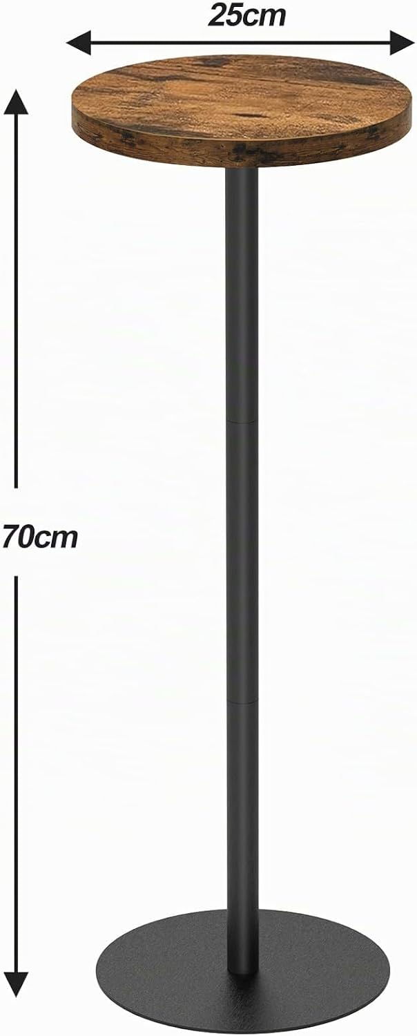 TUTOTAK TB01BB065EU Beistelltisch, hoch, runder Getränketisch, kleiner Standtisch, Wohnzimmer, Braun