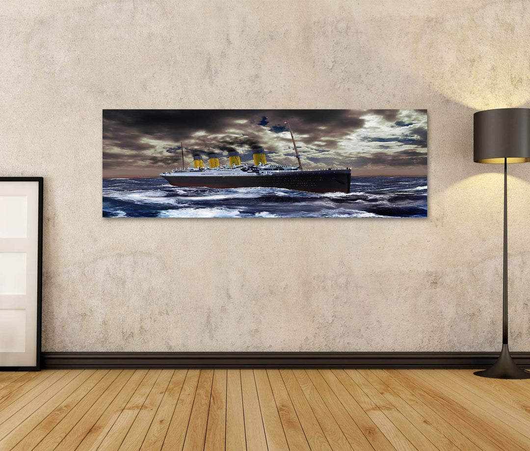 islandburner Bild auf Leinwand Titanic Bilder Wandbilder Poster Leinwand 120x40cm - Panorama, Leinwa