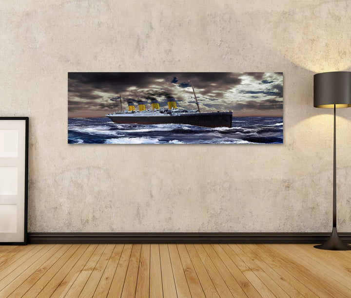 islandburner Bild auf Leinwand Titanic Bilder Wandbilder Poster Leinwand 120x40cm - Panorama, Leinwa