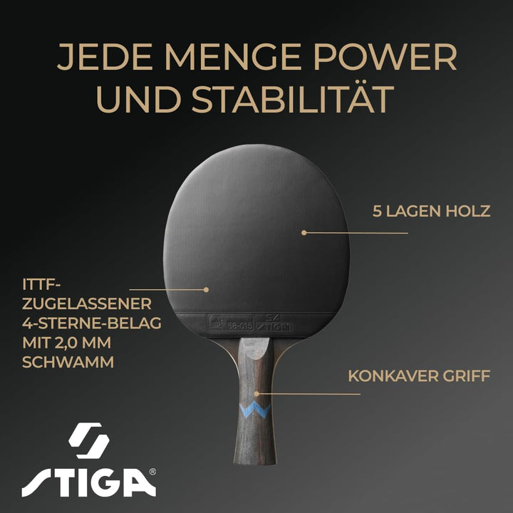 Stiga Royal 4-Star Table Tennis Ping Pong Bat, Black/Red Einzelbett, Einzelbett