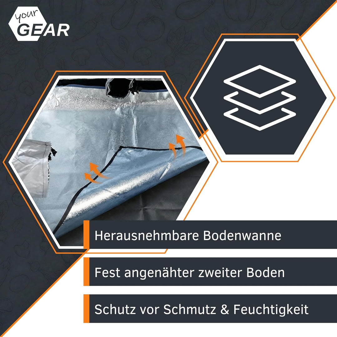 yourGEAR Growzelt Plantsville in 8 Grössen - Grow Indoor Box, Zuchtzelt, Gewächshaus, Schrank zur Pf