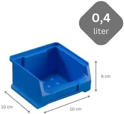 Blaue Sichtlagerbox 1.0 | HxBxT 6x10x10cm | 0,4 Liter | Sichtlagerbehälter, Sichtlagerkasten, Sichtl