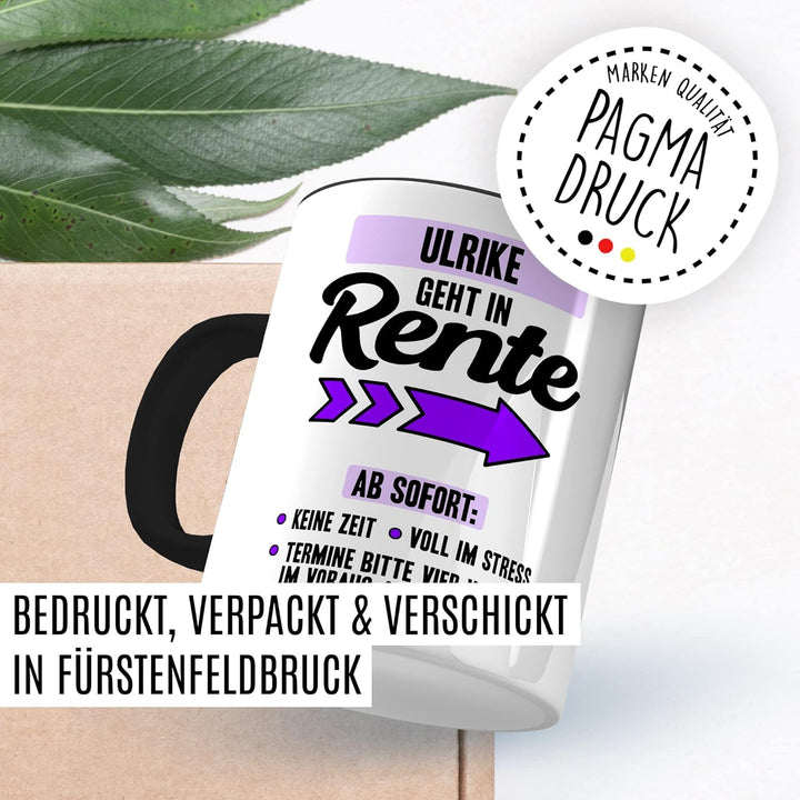 Rente Tasse personalisiert Ruhestand Kaffeetasse Rentnerin Geschenk anpassbar Kollegin Geschenkidee