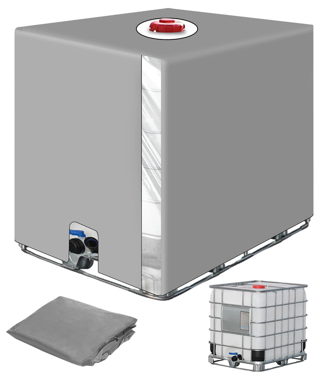 IBC Tank Abdeckung 1000L, IBC Container Zubehör, Wassertank Abdeckplane mit Transparenter Folie, Ant