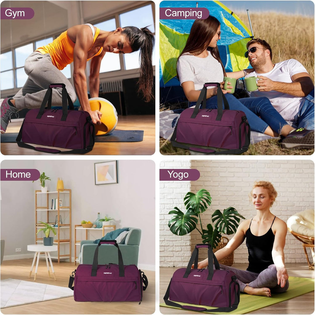 Sporttasche Damen Herren Hartes Material, Reisetasche mit Schuhfach Zwei Belüftungslöchern und Nassf