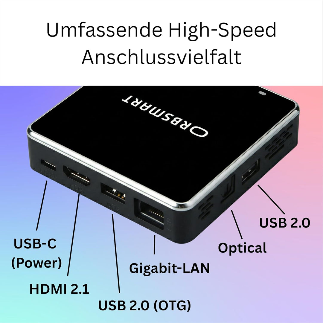 Orbsmart S89L Android 14 Mini PC | TV Box | 4K HDR | WiFi 6, Gigabit-LAN, USB 3.0 & Airmouse