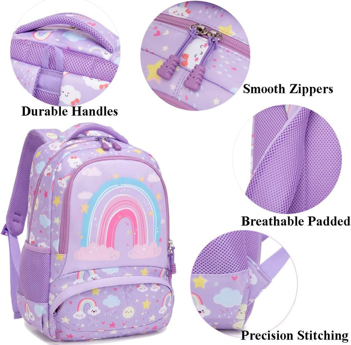 Kimwadalh Kinderrucksack Mädchen Rucksack Leichtgewicht Schulrucksack Regenbogen Schulranzen für Mäd