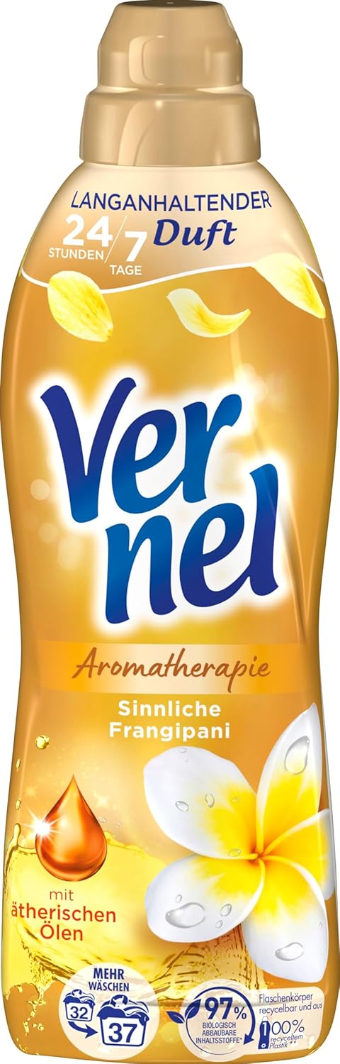 Vernel Aromatherapie Sinnliche Frangipani Weichspüler, 384 (12 x 32) Waschladungen, langanhaltender