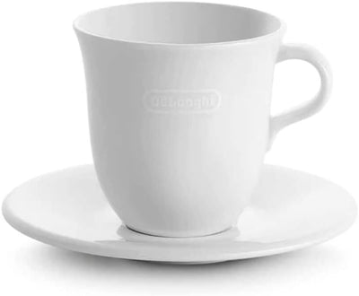 De'Longhi Cappuccinottassen Set DLSC309 – 2 handgemachte Keramik Tassen mit Untertassen, mikrowellen