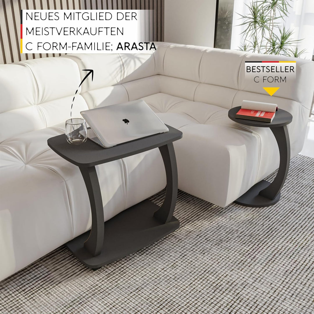 Beistelltisch Couch, mit Rollen, Laptoptisch für Couch, Kleiner Wohnzimmertisch, Sofatisch in stylis