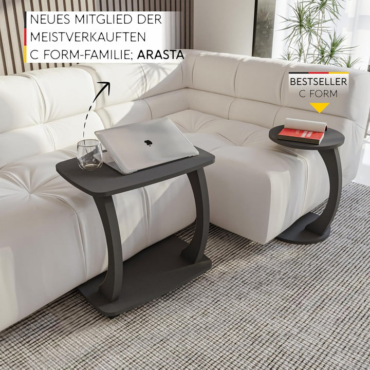 Beistelltisch Couch, mit Rollen, Laptoptisch für Couch, Kleiner Wohnzimmertisch, Sofatisch in stylis