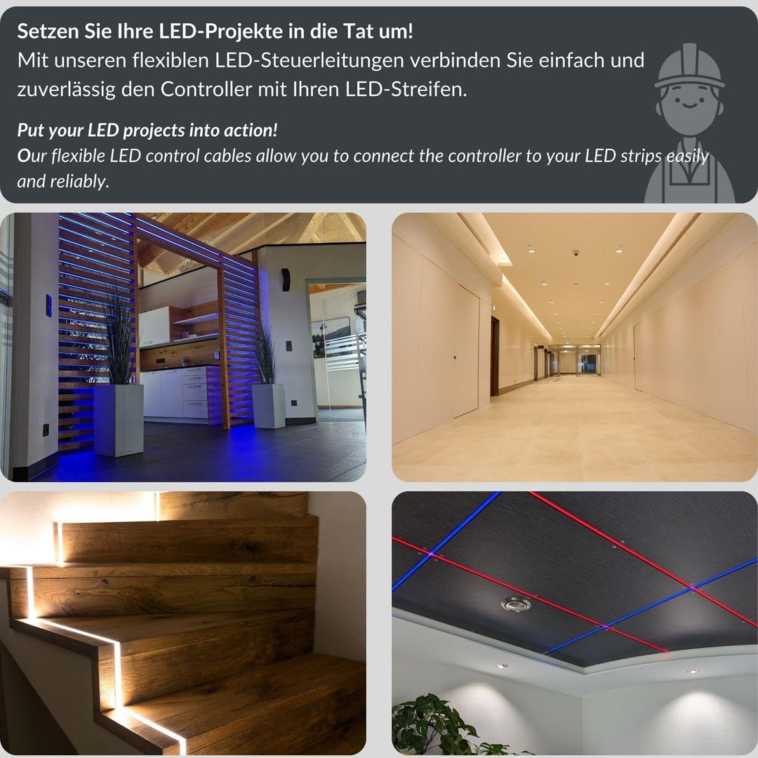 Lumonic 5x 0,34mm² LED Steuerleitung schwarz 20m I ummanteltes 5 adriges Kabel flexibel I Geschirmte