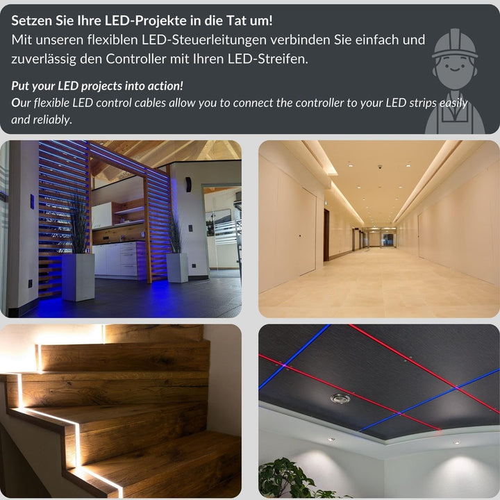 Lumonic 5x 0,34mm² LED Steuerleitung schwarz 20m I ummanteltes 5 adriges Kabel flexibel I Geschirmte
