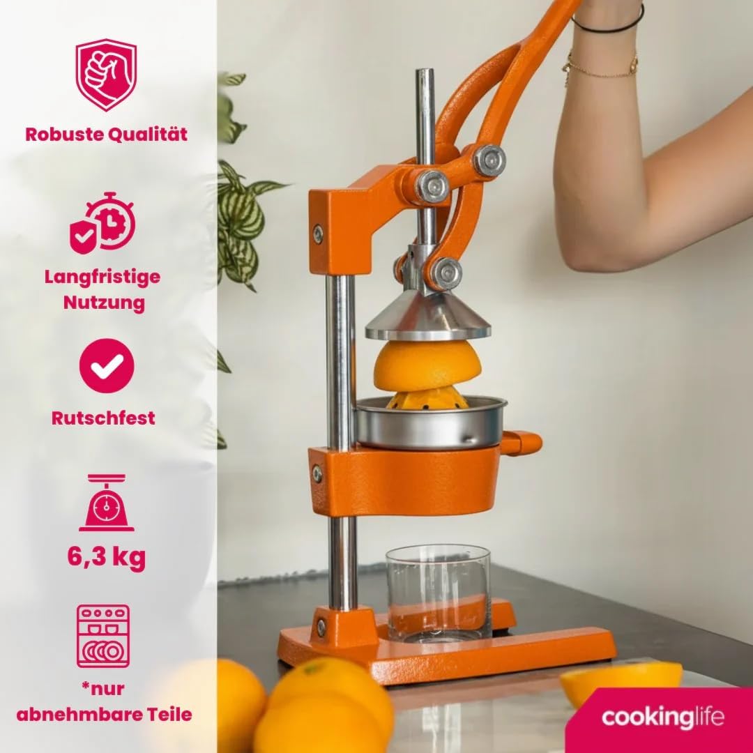 Cookinglife Zitruspresse - Gusseisen - Hebelmodell - Schwarz