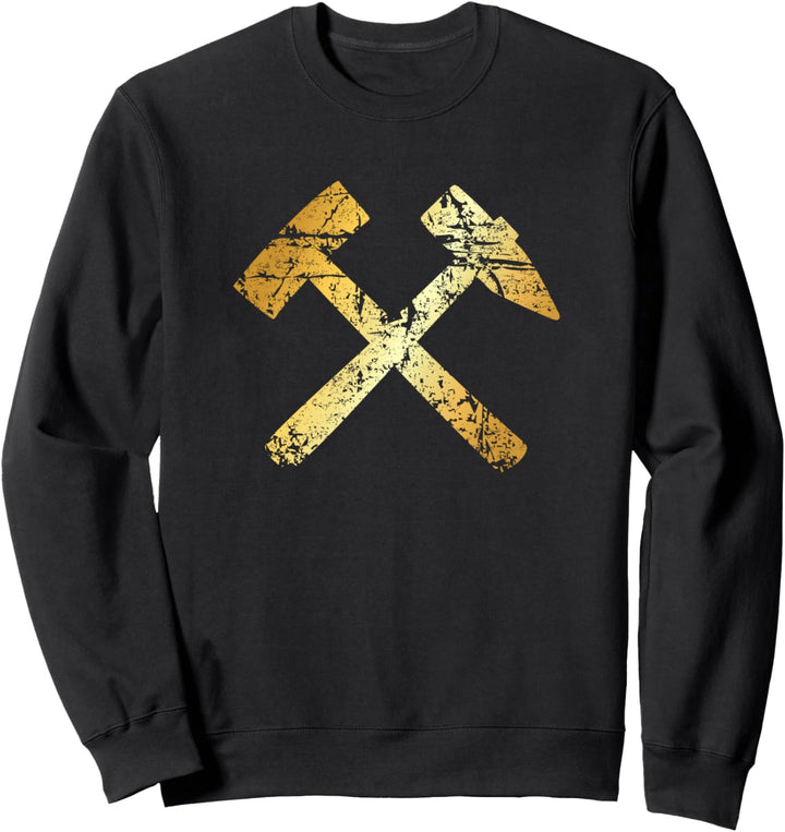 Schlägel und Eisen (Vintage Goldgelb) Bergbau Bergmann Sweatshirt