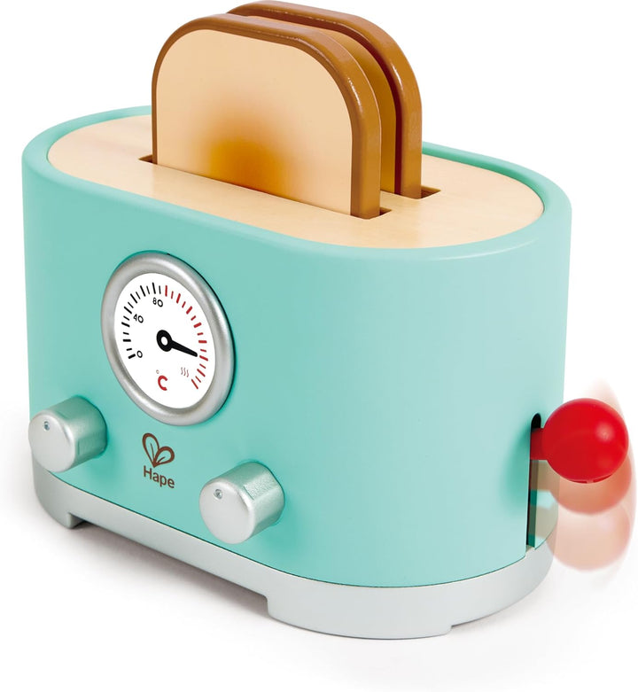 Hape Pop-up-Toaster-Set Kling, Timer & Zubehör, realistisches Spielen, ab 24 Monaten, fantasievoller