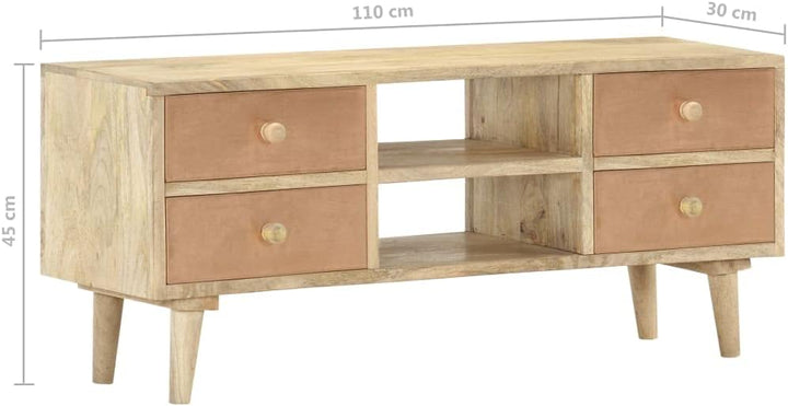 vidaXL Mangoholz Massiv TV Schrank mit 4 Schubladen Lowboard TV Möbel Tisch Sideboard Fernsehtisch F