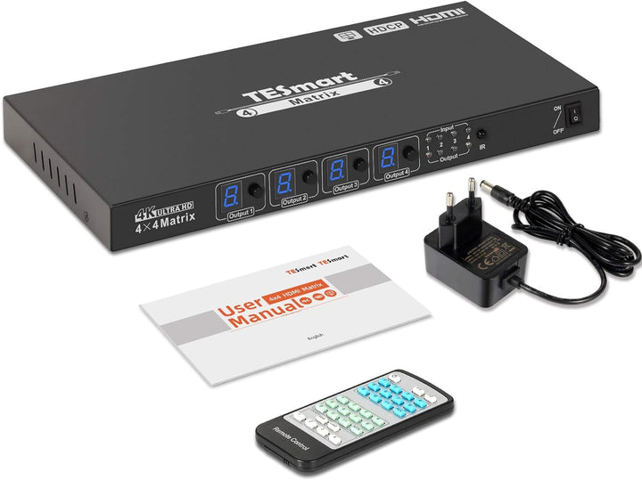 TESmart 4x4 HDMI Matrix Switch 4K bei 30Hz UHD | 4 in 4 Out HDMI Matrix Switcher Video-Switcher im M