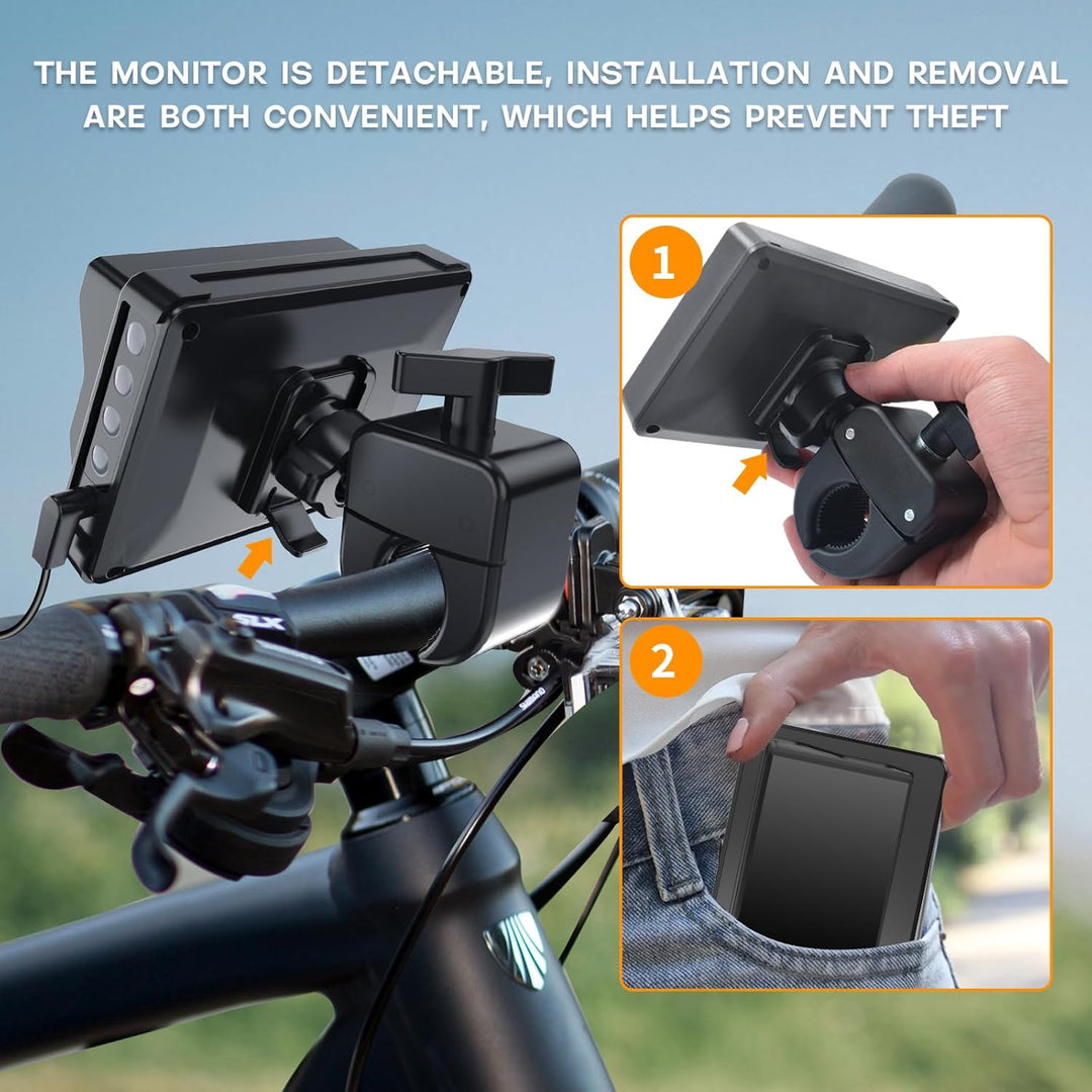 PARKVISION Fahrradspiegel Kamera 1080P, 8000mAh, Lenker 20-40mm, E-Bike