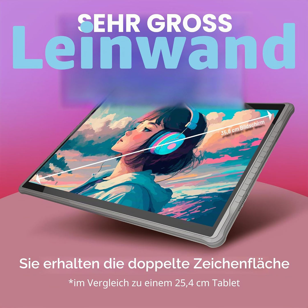 PicassoTab X14 Grösstes Eigenständiges Zeichentablett, Kein Computer erforderlich, Eingabestift, Tra