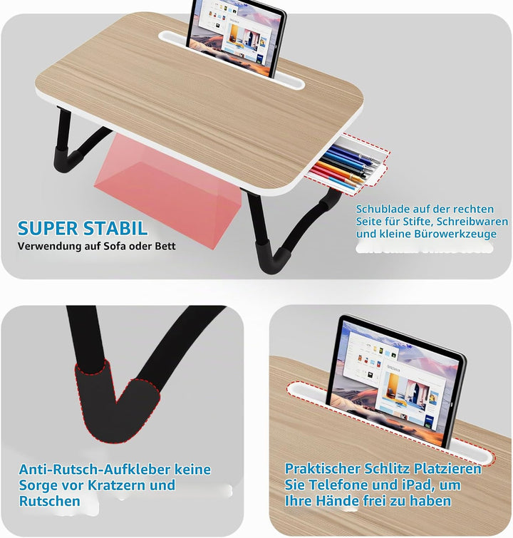 Laptop Bed Desk - Small Laptoptisch für Frühstück im Bett, Arbeitszimmer, Büroarbeit, Gaming, Schrei