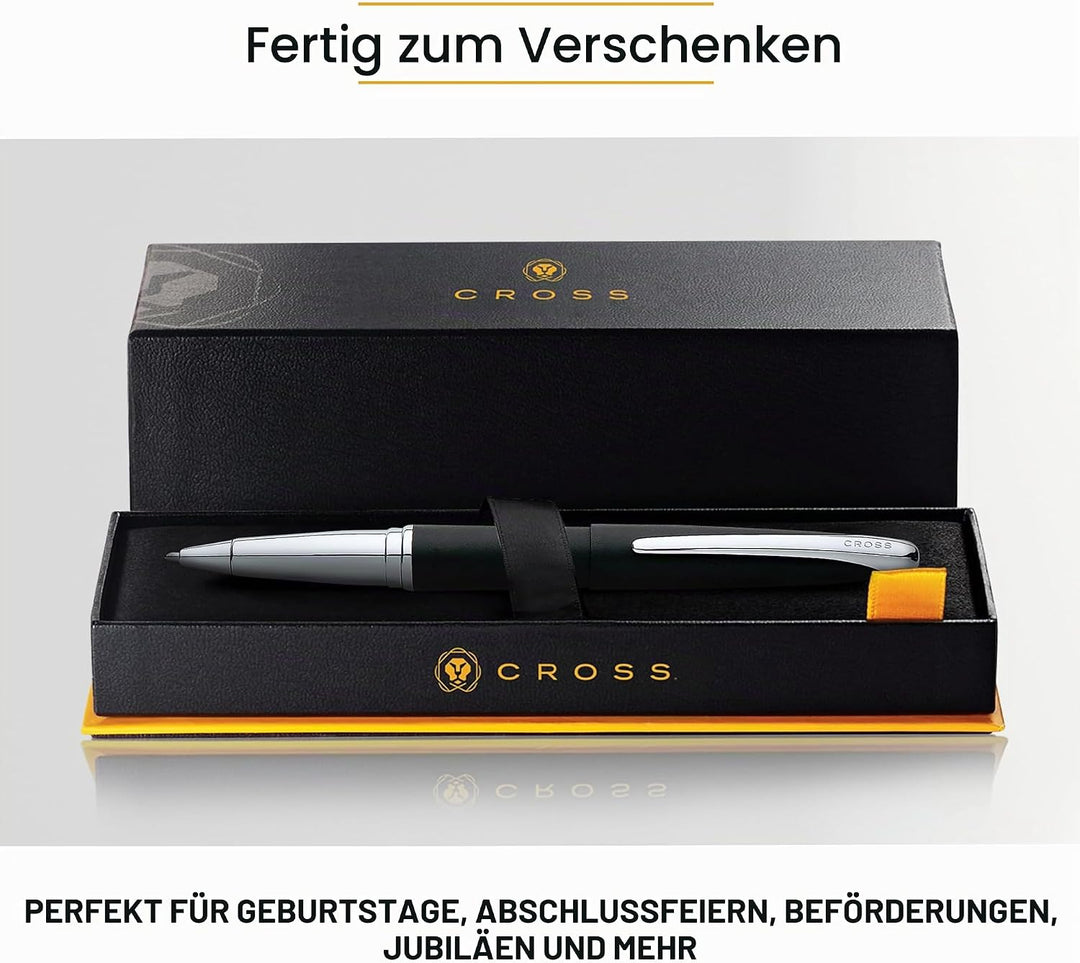 Cross ATX Rollerball (Schreibfarbe schwarz, Strichstärke M, inkl. Geschenkbox) basalt-schwarz, 1 Stü