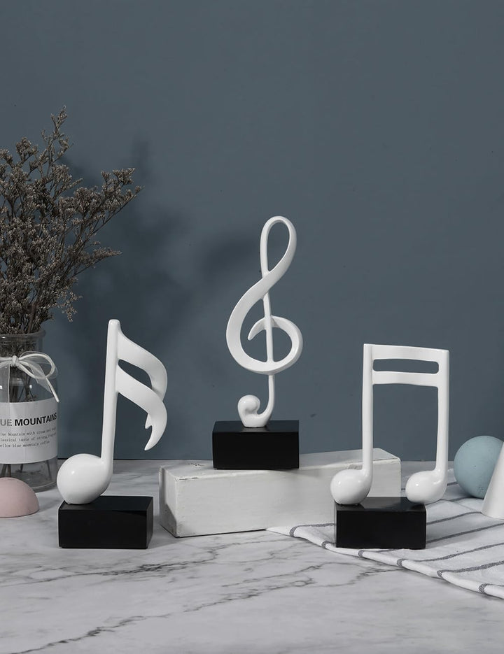 Amoy-Art 3pcs Deko Skulpturen Musik Note Figuren Klavier Statue Modern Arts Wohnzimmer Kunst Polyres