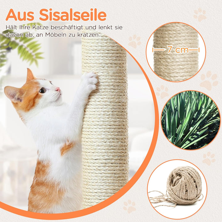 Yaheetech Kratzbaum Katzenkratzbaum 145 cm Stabiler Katzenbaum mit Aussichtsplattform Liegemulde Sis