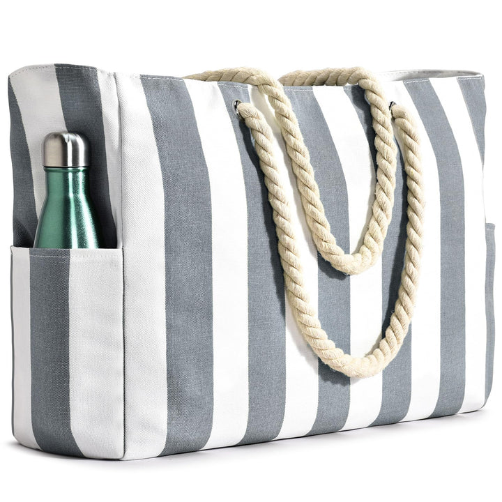 Strandtasche Gross Badetasche Wasserdicht Streifen Strandtasche mit Reissverschluss Strandtasche XXL