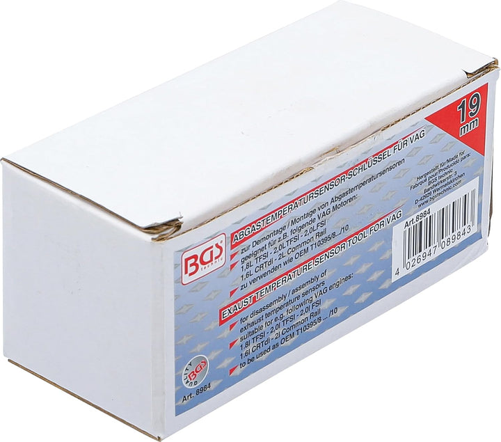 BGS 8984 | Spezial-Schlüssel für Abgastemperatursensor | SW 19 mm | für VAG | 3-tlg.