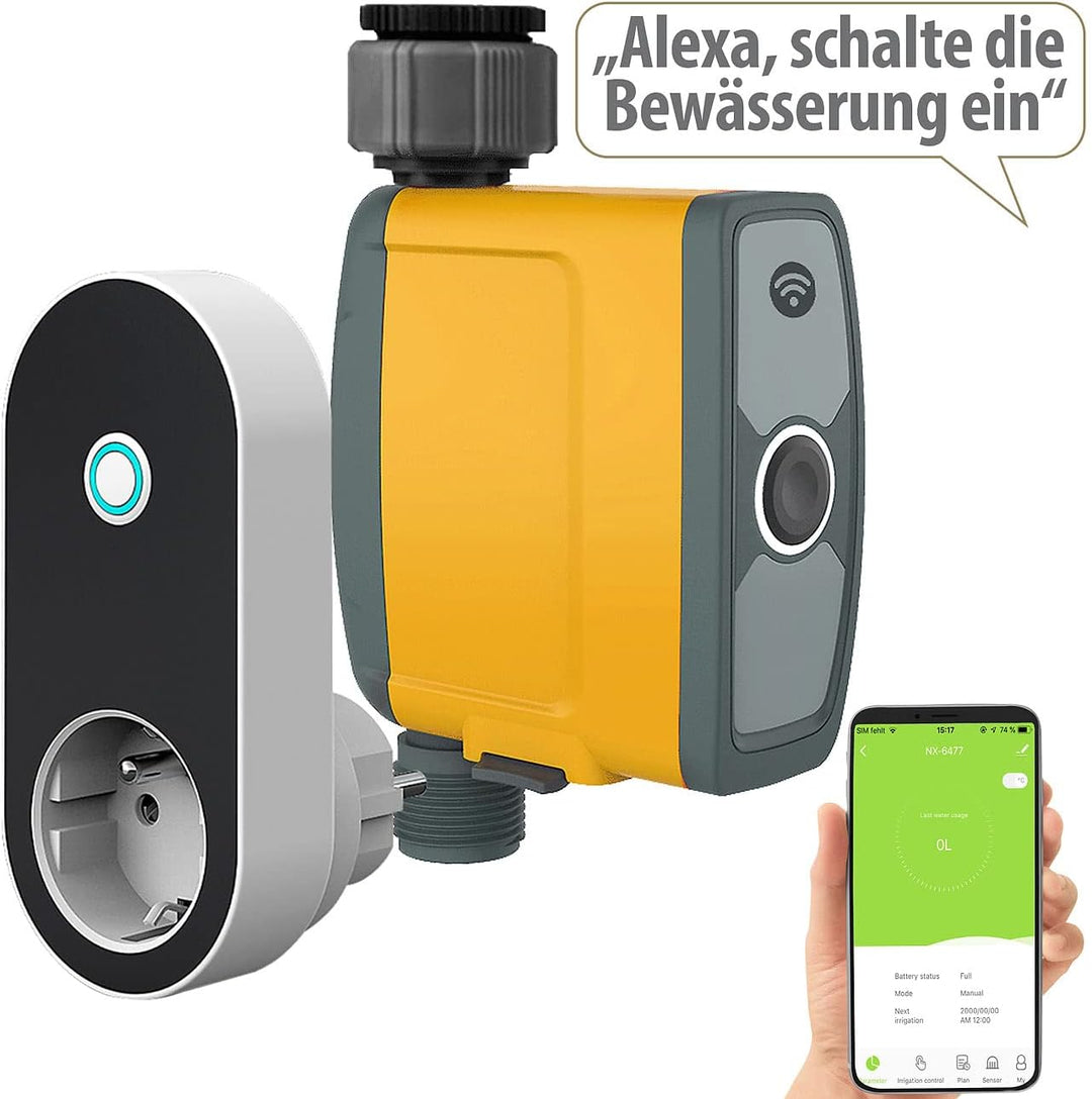 Royal Gardineer Bewässerung WLAN: WLAN-Bewässerungscomputer, Bewässerungsventil, 4-Wege-Verteiler, A