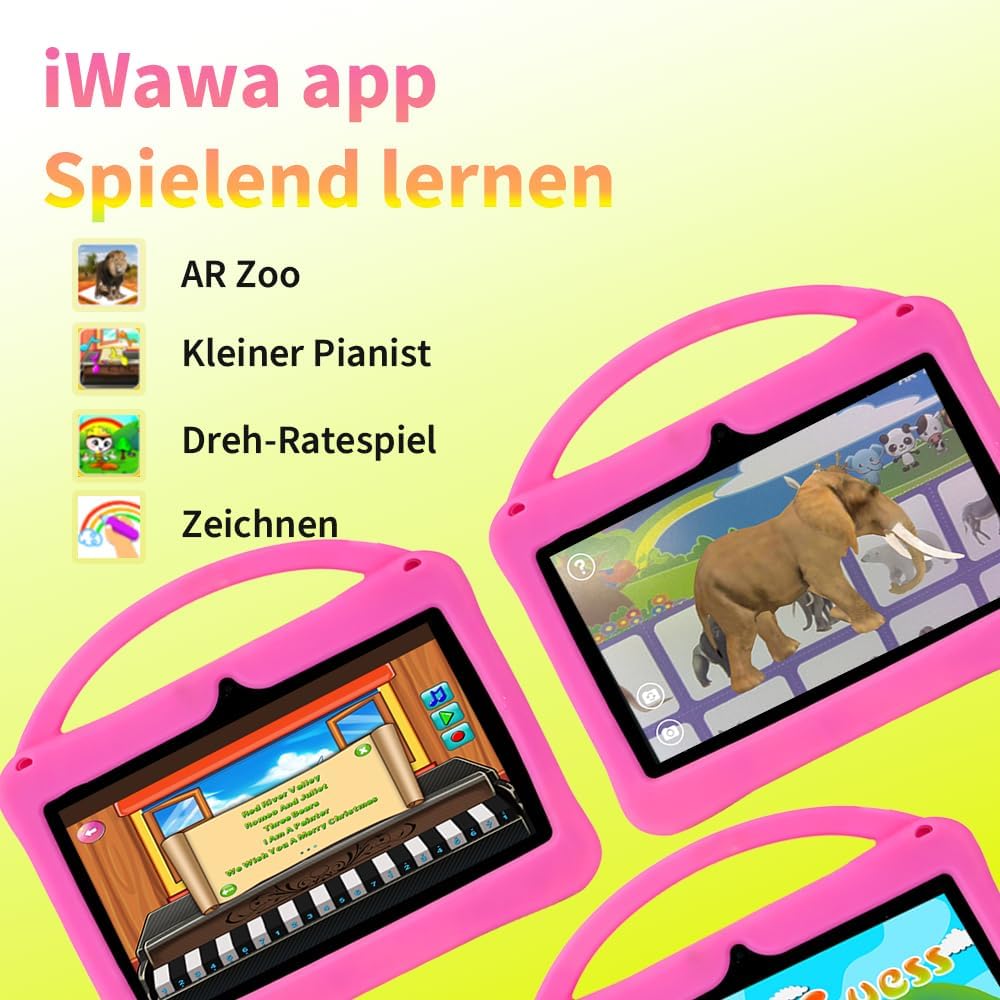 Veidoo 7-Zoll Android Tablet für Kinder, 2 GB RAM, 32 GB Speicher, AIWAWA Apps mit Elternkontrollen,