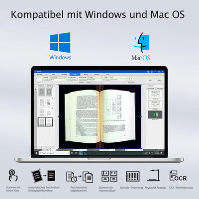 VIISAN Dokumentenscanner - 27MP Buchscanner mit Scan Max A2, ideal für grosse Periodika, Bücher und