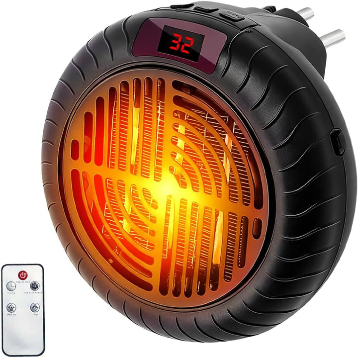 Mini Heizlüfter Steckdose, 900W Steckdosen Heizlüfter mit Fernbedienung Steckdosenheizung Keramik mi