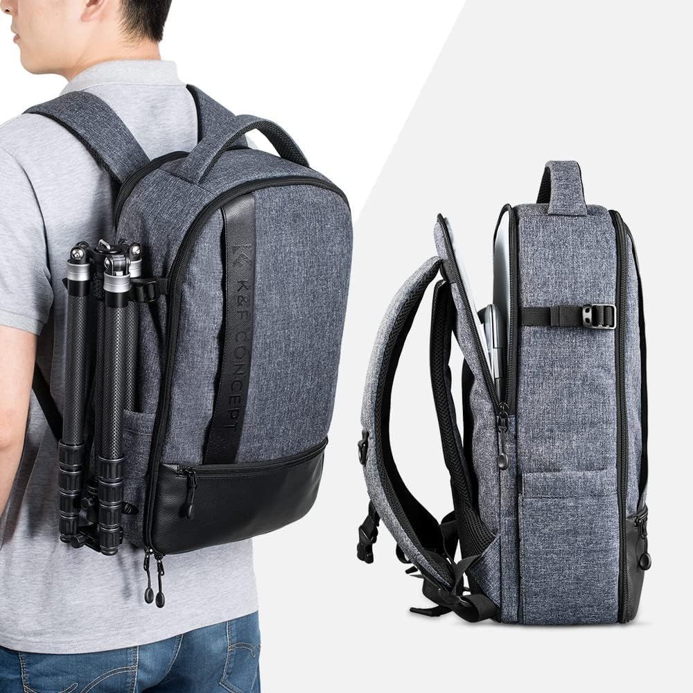 K&F CONCEPT 18L Kamerarucksack, Fotorucksack mit 15.6 Zoll Laptopfach, Grosse Kapazität Camera Backp