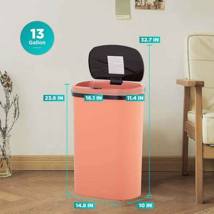 BestOffice Mülleimer mit Sensor | 50-Liter-Kunststoffmülleimer | Rosa Kunststoff Rosa, Kunststoff Ro