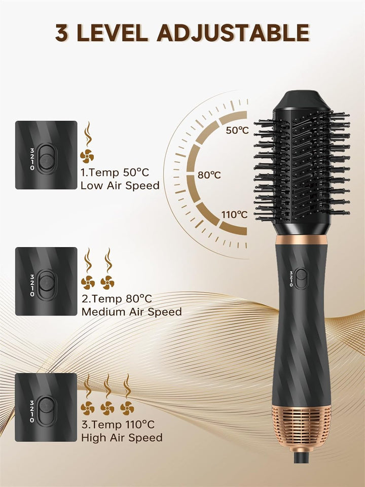 Hair Styler 6 in 1, Airstyler Haarstyler Set mit Rundbürstenföhn, Warmluftbürste, Airflow Lockenstab