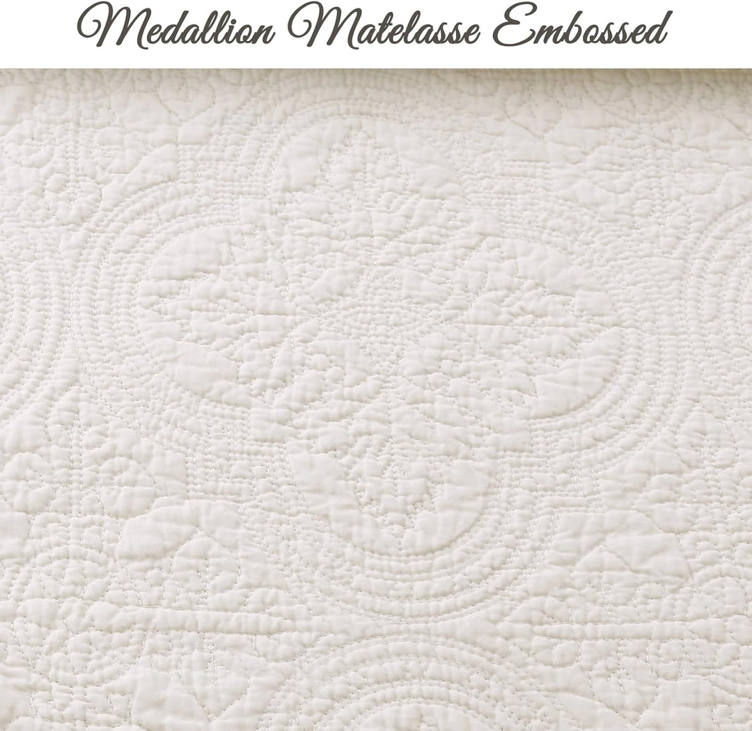 Cozy Line Home Fashions Viktorianisches Medaillon, massives Elfenbein, Matelasse-Prägung, 100% Baumw