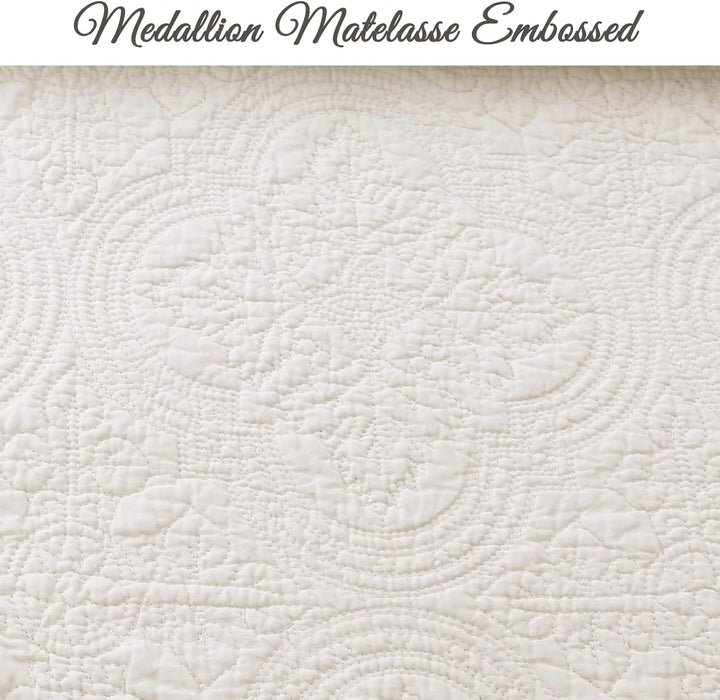 Cozy Line Home Fashions Viktorianisches Medaillon, massives Elfenbein, Matelasse-Prägung, 100% Baumw