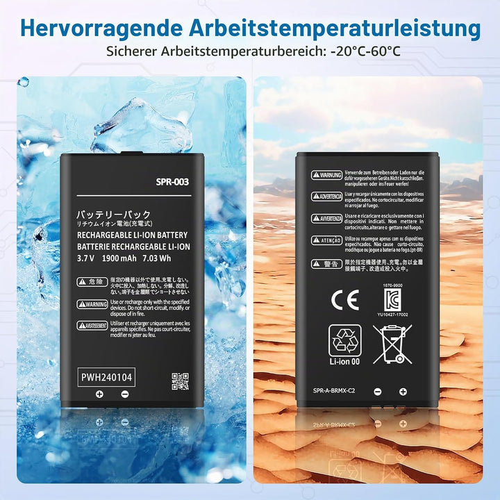1900mAh SPR-003 Akku für Nintendo 3DS XL/New 3DS XL/ 3DS LL/New 3DS LL Spielkonsole, Neues Upgrade L