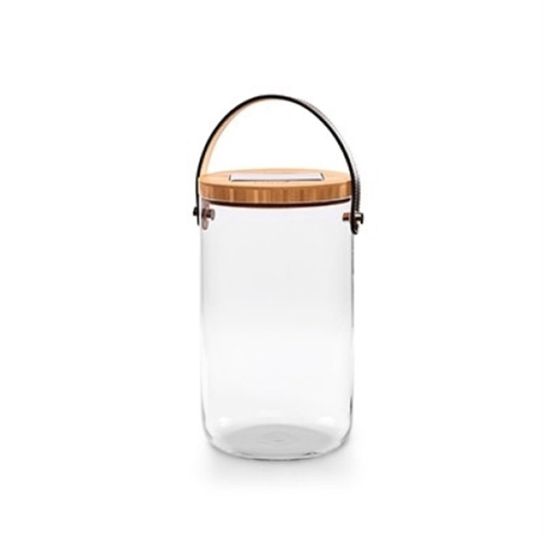 Lumix® LED Deco Glass Long Solarlicht Dekoleuchte Sonnenglas Solarlampe mit Bambusdeckel Mundgeblase