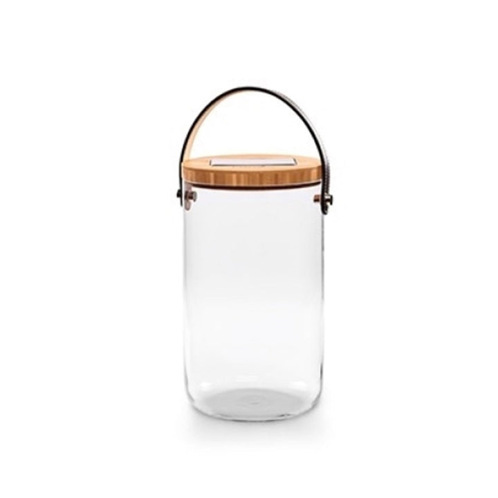 Lumix® LED Deco Glass Long Solarlicht Dekoleuchte Sonnenglas Solarlampe mit Bambusdeckel Mundgeblase