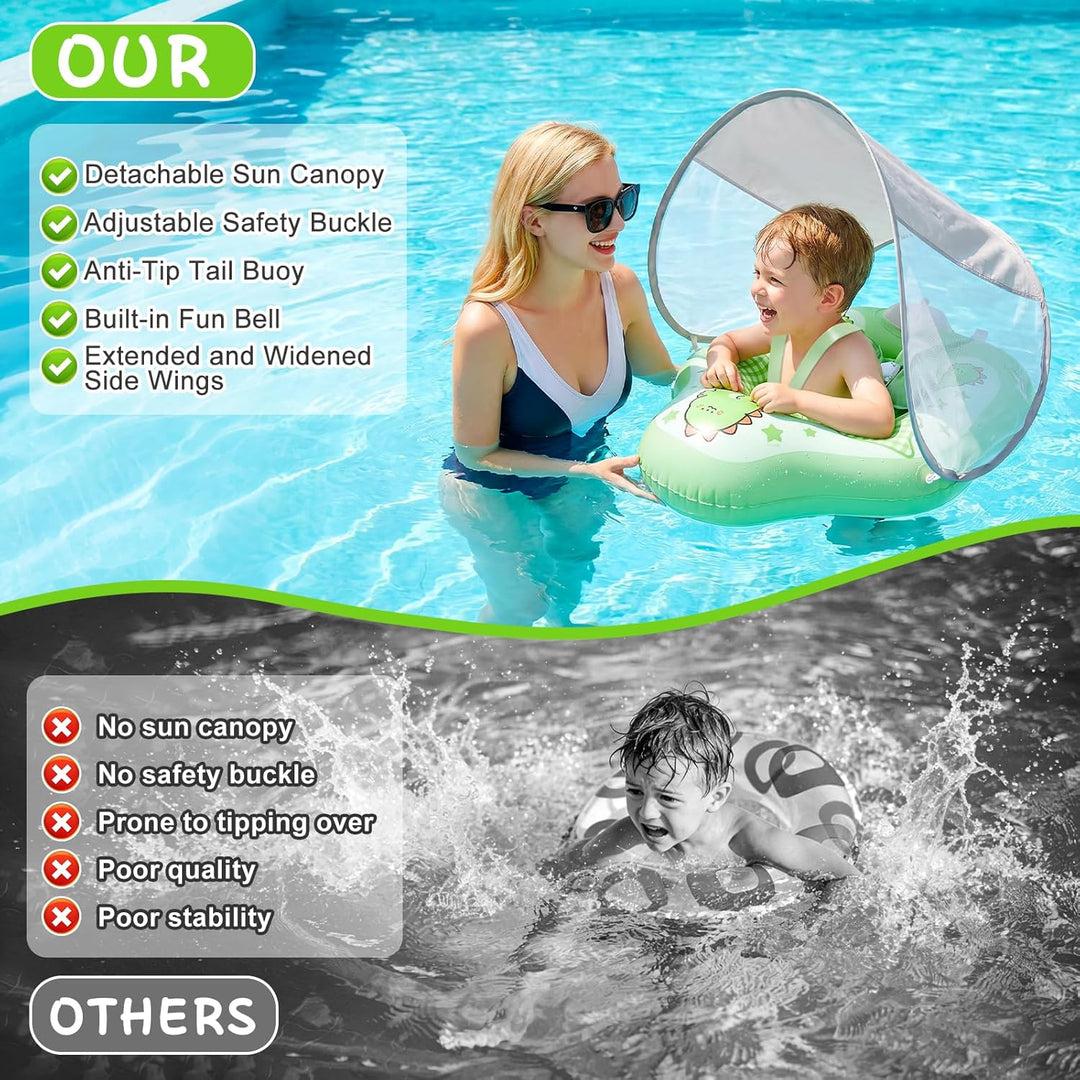 Mineup Baby Schwimmring mit Sonnendach, UPF50+ Baby Float, Schwimmhilfe Mit Sicherheitssitz, Schwimm