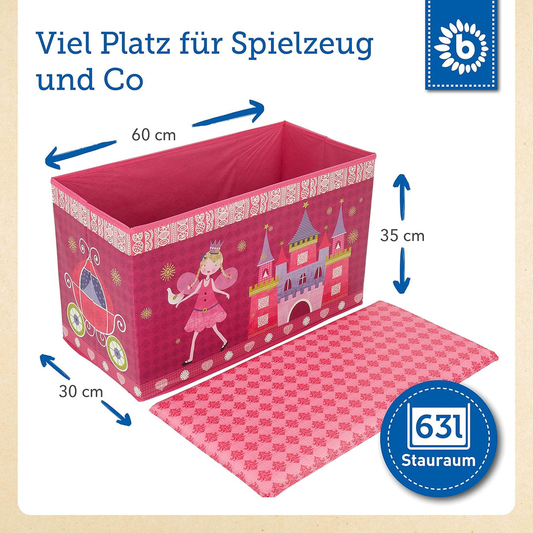 Bieco Aufbewahrungsbox mit Deckel | 60L, faltbar | ca. 60x30x35cm | Spielzeugkiste mit Deckel | Aufb