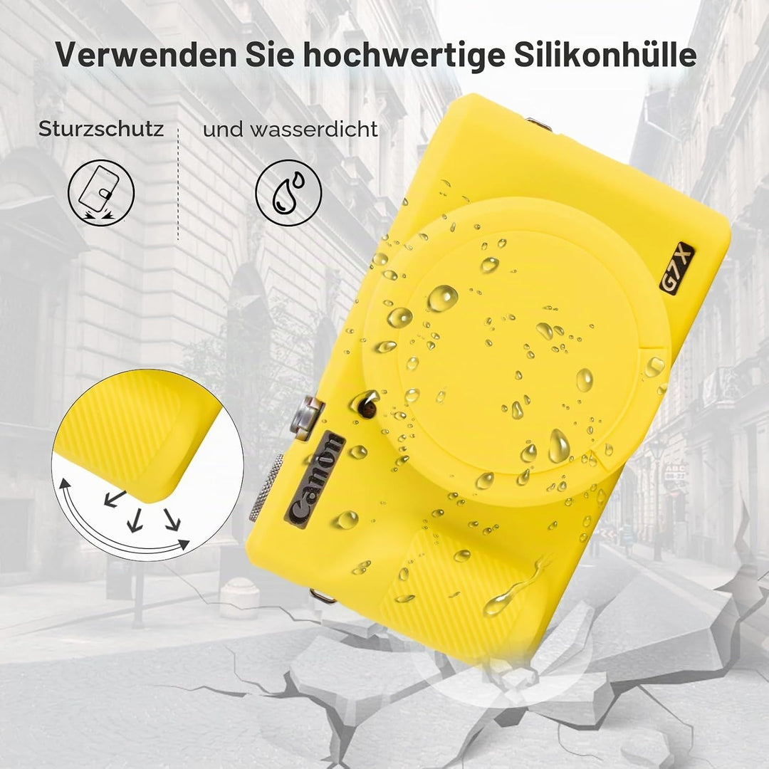 Rieibi Silikon-Schutzhülle für Canon G7X Mark III Hülle, G7X Mark III Zubehör mit 2 Stück Displaysch