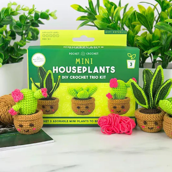 Mini Zimmerpflanzen Häkelset - DIY Häkeltrio für Anfänger | Schlangenpflanze, Sukkulenten &amp; Kaktus h