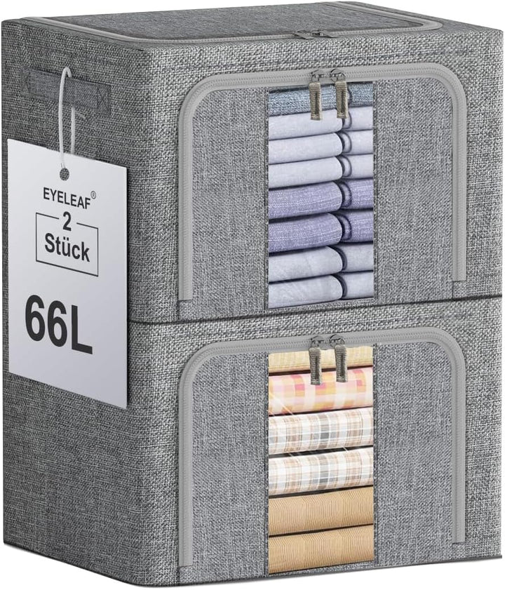 Aufbewahrungsbeutel mit Reissverschlüssen,2 Stück, Leinen-Aufbewahrungstasche, 24 l, 66 l, 100 l, gr