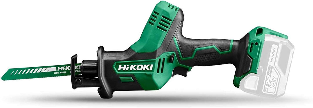 Hikoki CR18DAW4Z Akku-Tigersäge, Säbelsäge, Reciprosäge, Fuchsschwanz, Stichsägeblätter, 18 Volt