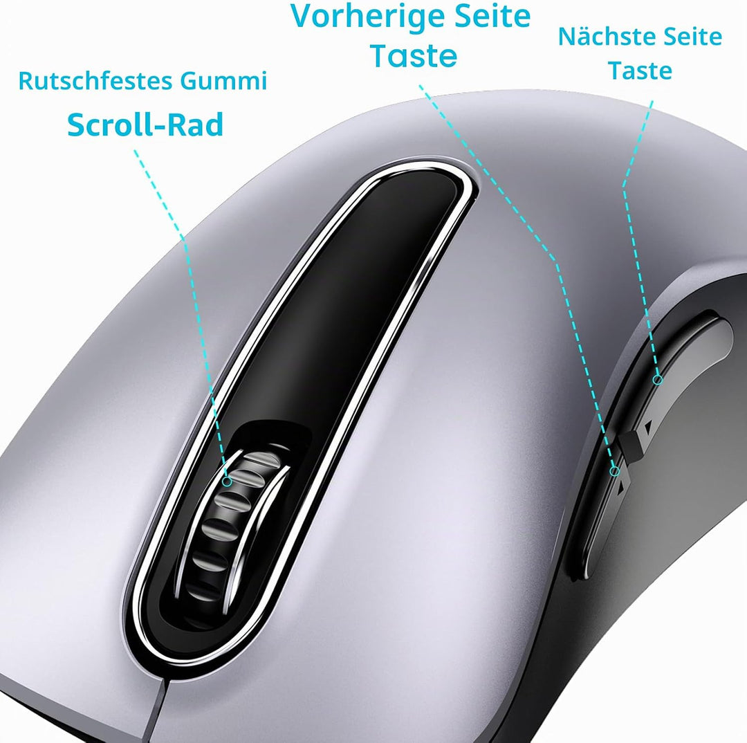 memzuoix Kabellose Maus 2.4GHz, Tragbare Optische Wireless Maus 1400 DPI mit Mini-USB-Empfänger, 5 T