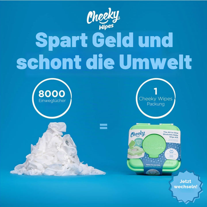 Cheeky Wipes - Babytücher aus Baumwolle, weiss, 25 Stück - 15 x 15 cm